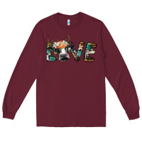 Burgundy love with holstein cow Long Sleeve Tee - BarkalooDesign