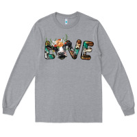 Heather Grey love with holstein cow Long Sleeve Tee - BarkalooDesign