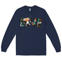 Navy love with holstein cow Long Sleeve Tee - BarkalooDesign