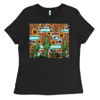 Black western cactus and sunflowers Ladies Tee - Jasminsmagicworld
