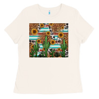 Bone western cactus and sunflowers Ladies Tee - Jasminsmagicworld