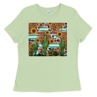 Matcha western cactus and sunflowers Ladies Tee - Jasminsmagicworld
