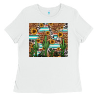 White western cactus and sunflowers Ladies Tee - Jasminsmagicworld