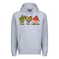 Heather Grey peace love watermelon Premium Hoodie - JahusDesignShop