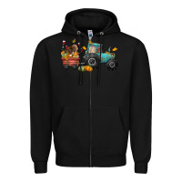 Black thanksgiving tractor Zipper Hoodie - CowGirlArtShop