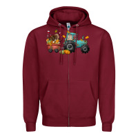 Burgundy thanksgiving tractor Zipper Hoodie - CowGirlArtShop