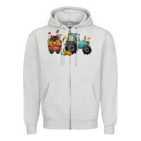 Dove Grey thanksgiving tractor Zipper Hoodie - CowGirlArtShop
