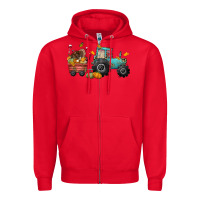 Red thanksgiving tractor Zipper Hoodie - CowGirlArtShop