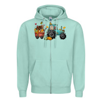 Seafoam thanksgiving tractor Zipper Hoodie - CowGirlArtShop