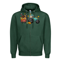 Sports Green thanksgiving tractor Zipper Hoodie - CowGirlArtShop