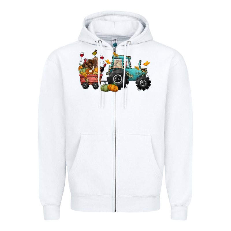 Thanksgiving Tractor Zipper Hoodie by CowGirlArtShop | Teevron