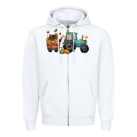 White thanksgiving tractor Zipper Hoodie - CowGirlArtShop