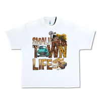 White Small Town Life Urban Heavy Tee - BundleAndBundleShop