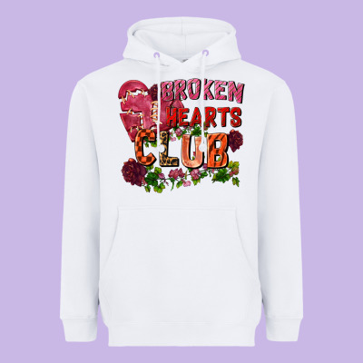 Broken Heart Club Heavyweight Hoodie Designed By Fadigitalartstudio