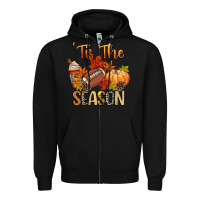 Black tis the season football Zipper Hoodie - CowGirlArtShop