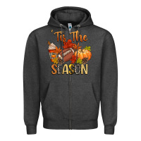 Charcoal Heather tis the season football Zipper Hoodie - CowGirlArtShop