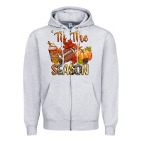 Heather Grey tis the season football Zipper Hoodie - CowGirlArtShop