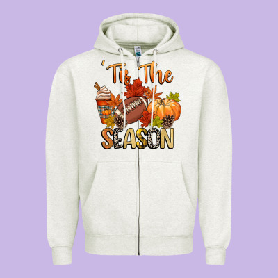 Tis The Season Football Zipper Hoodie Designed By Cowgirlartshop