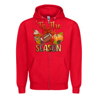Red tis the season football Zipper Hoodie - CowGirlArtShop
