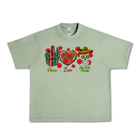 Oil Green Peace Love Dia De Los Muertos Urban Heavy Tee - BundleAndBundleShop
