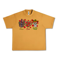 Peanut Butter Peace Love Dia De Los Muertos Urban Heavy Tee - BundleAndBundleShop