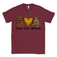 Burgundy peace love christmas Classic Tee - JahusDesignShop