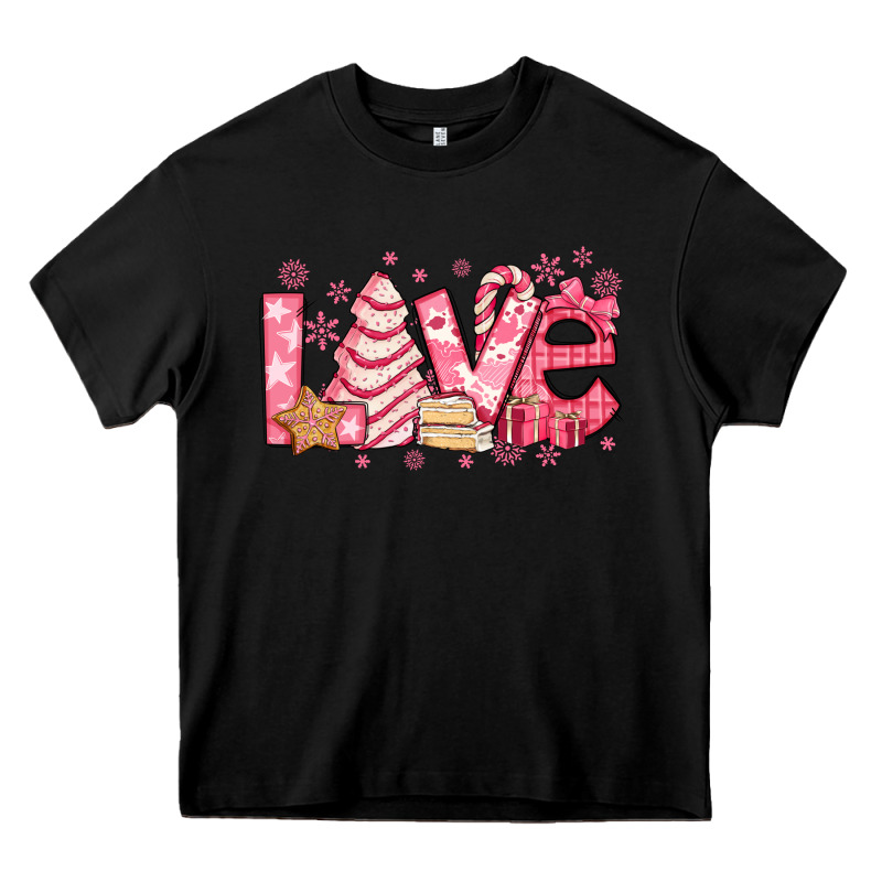 Love Pink Christmas Tree Cake Heavy Core Tee by Jasminsmagicworld | Teevron