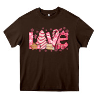 Chocolate Brown love pink christmas tree cake Heavy Core Tee - Jasminsmagicworld