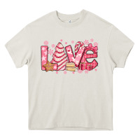 Cream love pink christmas tree cake Heavy Core Tee - Jasminsmagicworld