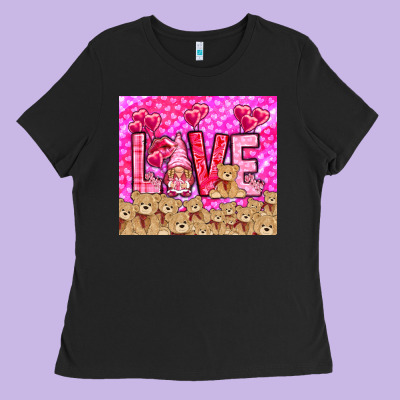 Love Gnome With Bear Ladies Tee Designed By Nancycooperartshop