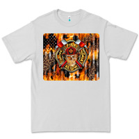 Dove Grey Firefighter Skull Premium Tee - LillyAllenDesigns