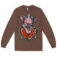 Chestnut baby pig with leopard heart Long Sleeve Tee - BarkalooDesign