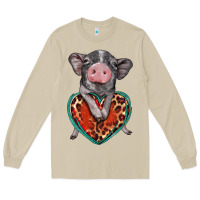 Mushroom baby pig with leopard heart Long Sleeve Tee - BarkalooDesign