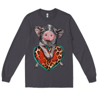 Smoke baby pig with leopard heart Long Sleeve Tee - BarkalooDesign