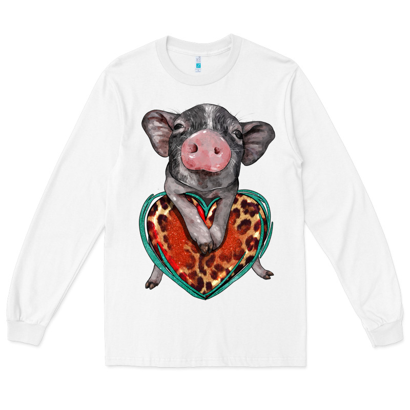 Baby Pig With Leopard Heart Long Sleeve Tee by BarkalooDesign | Teevron