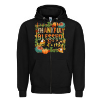 Black thankful blessed and kind of a mess Zipper Hoodie - CowGirlArtShop