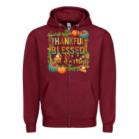Burgundy thankful blessed and kind of a mess Zipper Hoodie - CowGirlArtShop