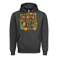 Charcoal Heather thankful blessed and kind of a mess Zipper Hoodie - CowGirlArtShop