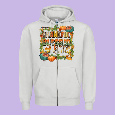 Thankful Blessed And Kind Of A Mess Zipper Hoodie Designed By Cowgirlartshop