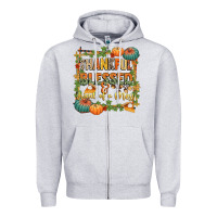 Heather Grey thankful blessed and kind of a mess Zipper Hoodie - CowGirlArtShop