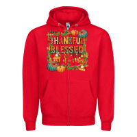 Red thankful blessed and kind of a mess Zipper Hoodie - CowGirlArtShop