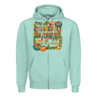 Seafoam thankful blessed and kind of a mess Zipper Hoodie - CowGirlArtShop