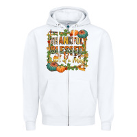 White thankful blessed and kind of a mess Zipper Hoodie - CowGirlArtShop