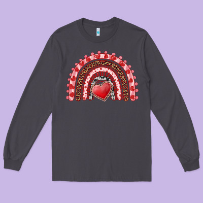 Valentines Day Rainbow With Heart Long Sleeve Tee Designed By Ranaportraitstore