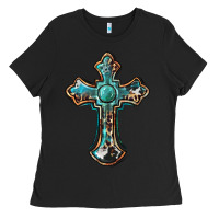 Black western cross Ladies Tee - BarkalooDesign