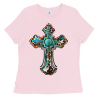 Bubblegum Pink western cross Ladies Tee - BarkalooDesign