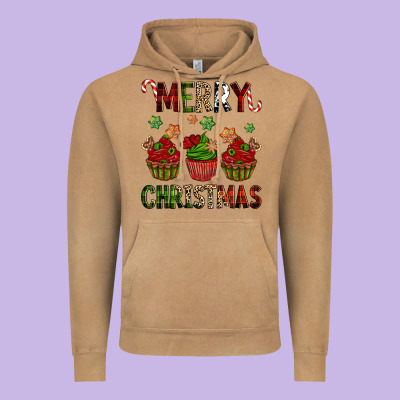 Merry Christmas Cupcakes Vintage Hoodie Designed By Nancycooperartshop
