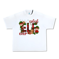 White Cutest Elf Ever Christmas Urban Heavy Tee - BundleAndBundleShop