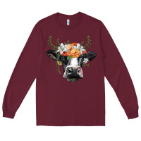 Burgundy holstein cow head Long Sleeve Tee - BarkalooDesign