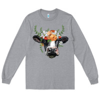Heather Grey holstein cow head Long Sleeve Tee - BarkalooDesign